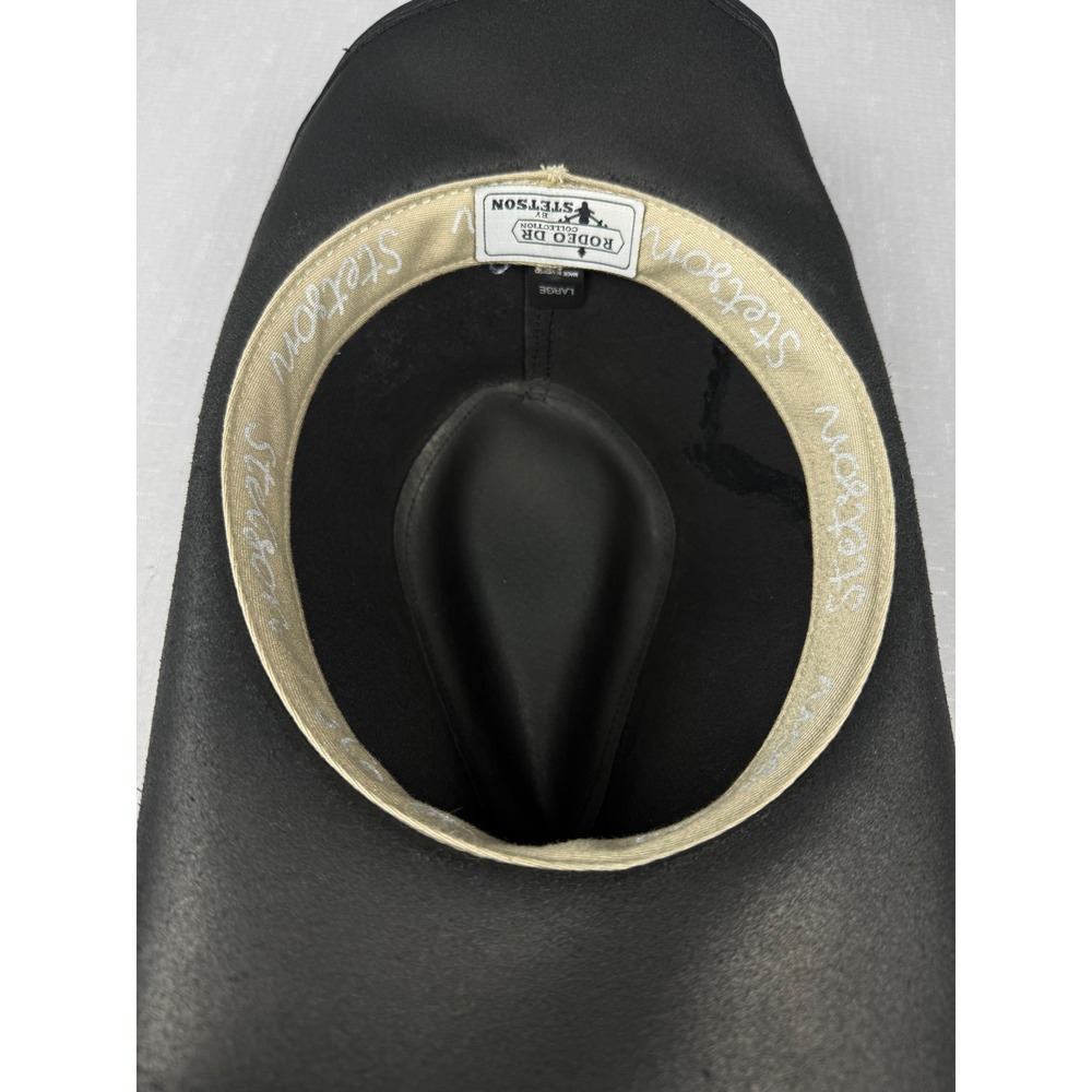 Stetson Rodeo Dr Collection Black Leather Cowboy Hat Studded Concho Large - Picture 6 of 13
